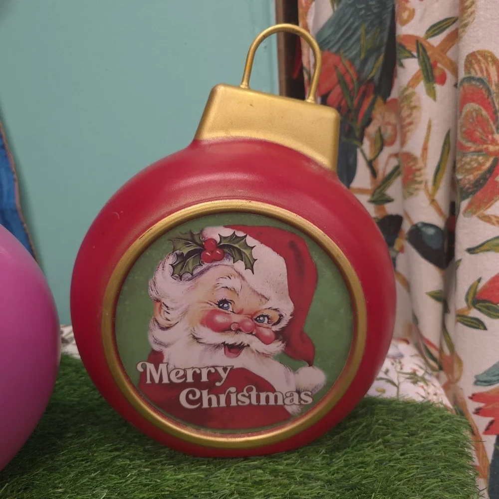 Mr Christmas Blow Snowman Ornament Pink & Red Light Up Decor Set of 2